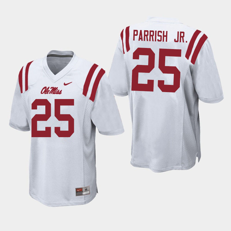 Men #25 Henry Parrish Jr. Ole Miss Rebels College Football Jerseys Sale-White